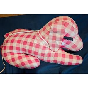 Vintage 60s Gingham Checked Handmade Rag Doll Sleeping Dog